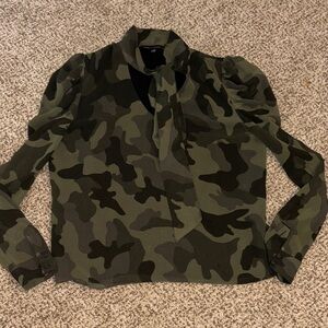 White House Black Market Camouflage Blouse Small